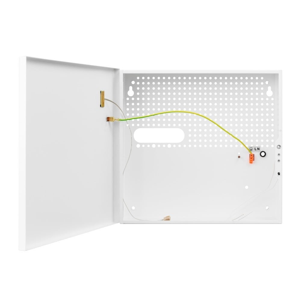 BCS BCS-F Boîtier mural en acier blanc 300x320x90mm avec détection d'ouverture et espace pour batterie