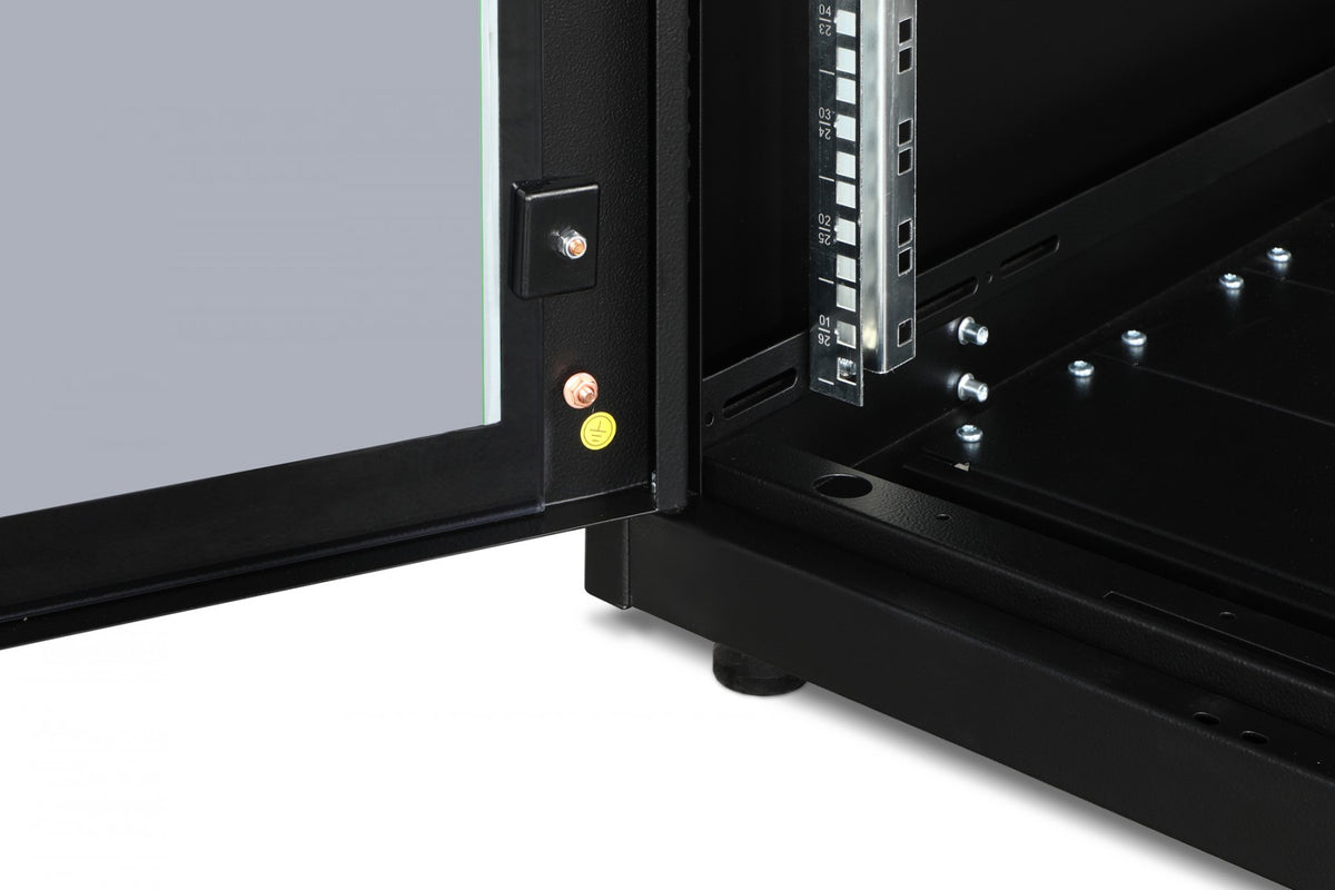 "Armoire réseau debout Unique 19"" 26U rack 600x1000, porte avant en verre, noir, 800kg 1342x600x1000 mm, couleur noire (RAL 9005)"