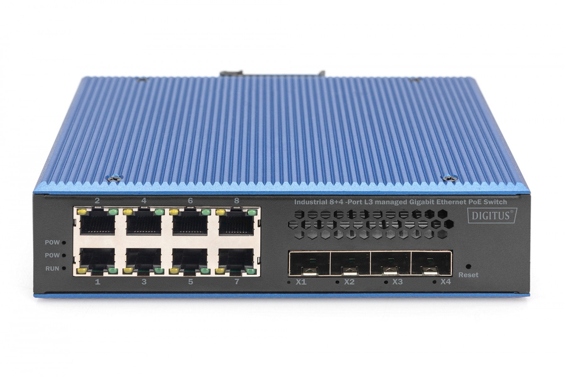 Digitus DN-651161 commutateur réseau Géré L2/L3 Gigabit Ethernet (10/100/1000) Connexion Ethernet, supportant l'alimentation via ce port (PoE) Noir, Bleu