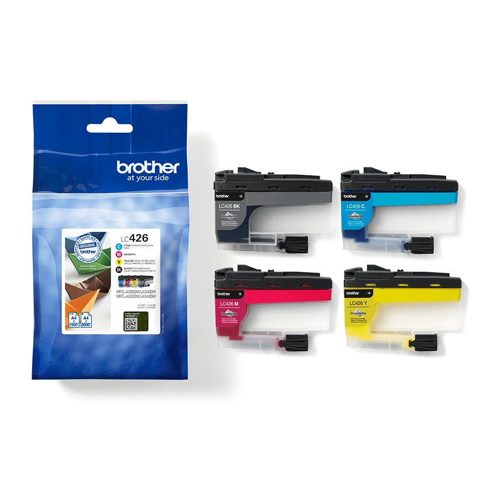 BROTHER LC426VAL Ink Cartridge Black Cyan Magenta Yellow Multipack for MFC-J4340DW MFC-J4540DW MFC-J4540DWXL 1500pages in color
