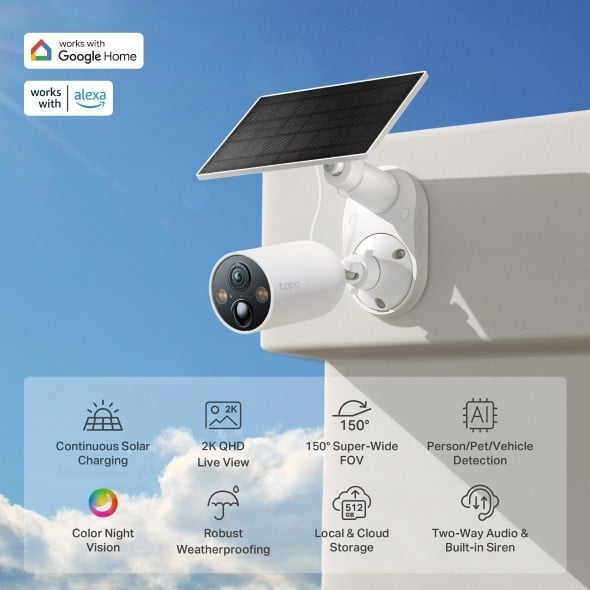 TP-LINK Solar-Powered Security Camera Kit 1x Tapo C425 1x Tapo A201