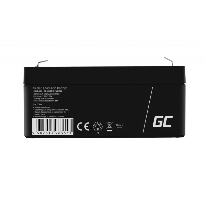Green Cell Battery AGM VRLA 6V 3.4Ah - Battery - Mignon (AA)