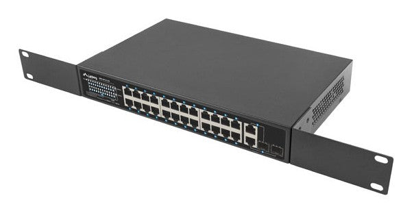 Lanberg RSFE-24P-2C-250 commutateur réseau Non-géré Gigabit Ethernet (10/100/1000) Connexion Ethernet, supportant l'alimentation via ce port (PoE) 1U Noir