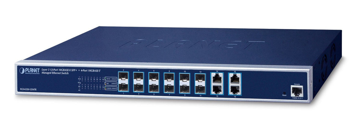 PLANET XGS-6320-12X4TR commutateur réseau Géré L3 10G Ethernet (100/1000/10000) 1U Bleu