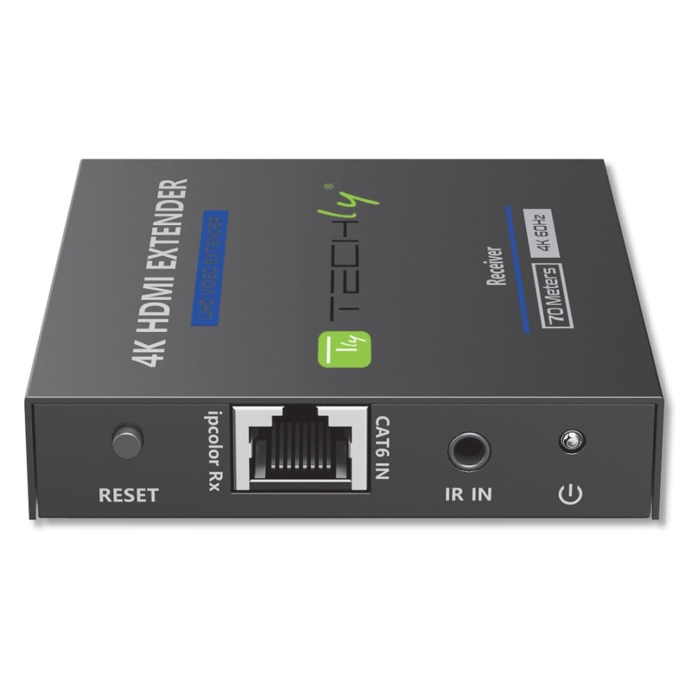 Techly IDATA EXT-565 Extenseur HDMI 2.0 4K60Hz jusqu'a 70m sur Cat6 avec IR
