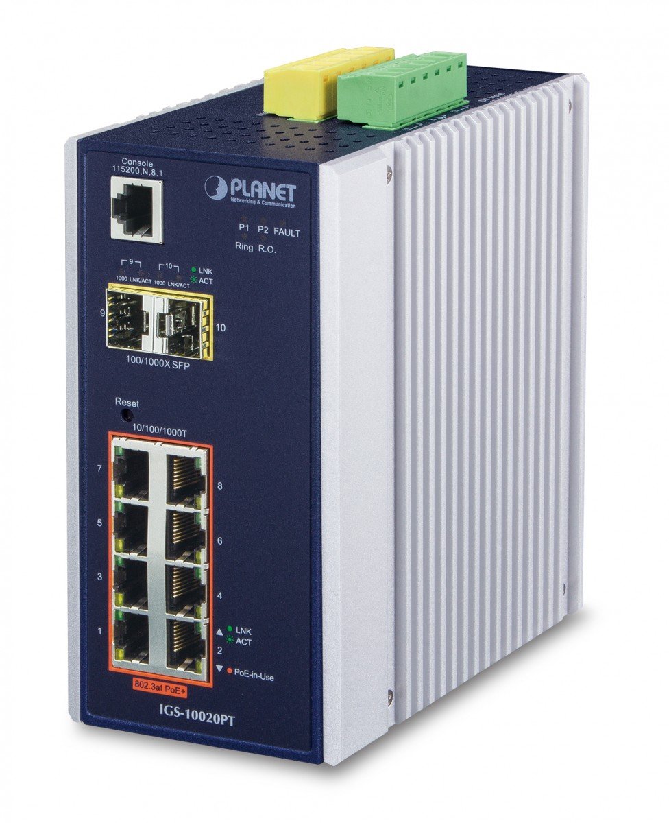 PLANET IGS-10020PT commutateur réseau Géré L3 Gigabit Ethernet (10/100/1000) Connexion Ethernet, supportant l'alimentation via ce port (PoE) Bleu, Blanc