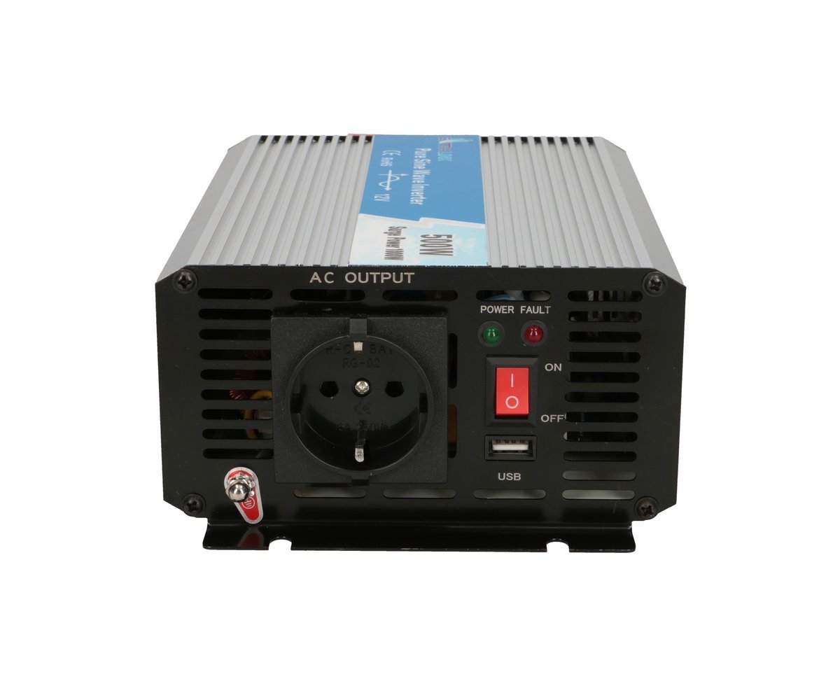 Extralink CAR VOLTAGE CONVERTER 12V - 230V, 500W, PURE SINUS OPIP-500W adaptateur de puissance & onduleur Auto Aluminium, Noir, Argent