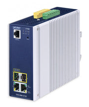 PLANET IP30 DIN-rail Industrial convertisseur de support réseau Aluminium, Bleu