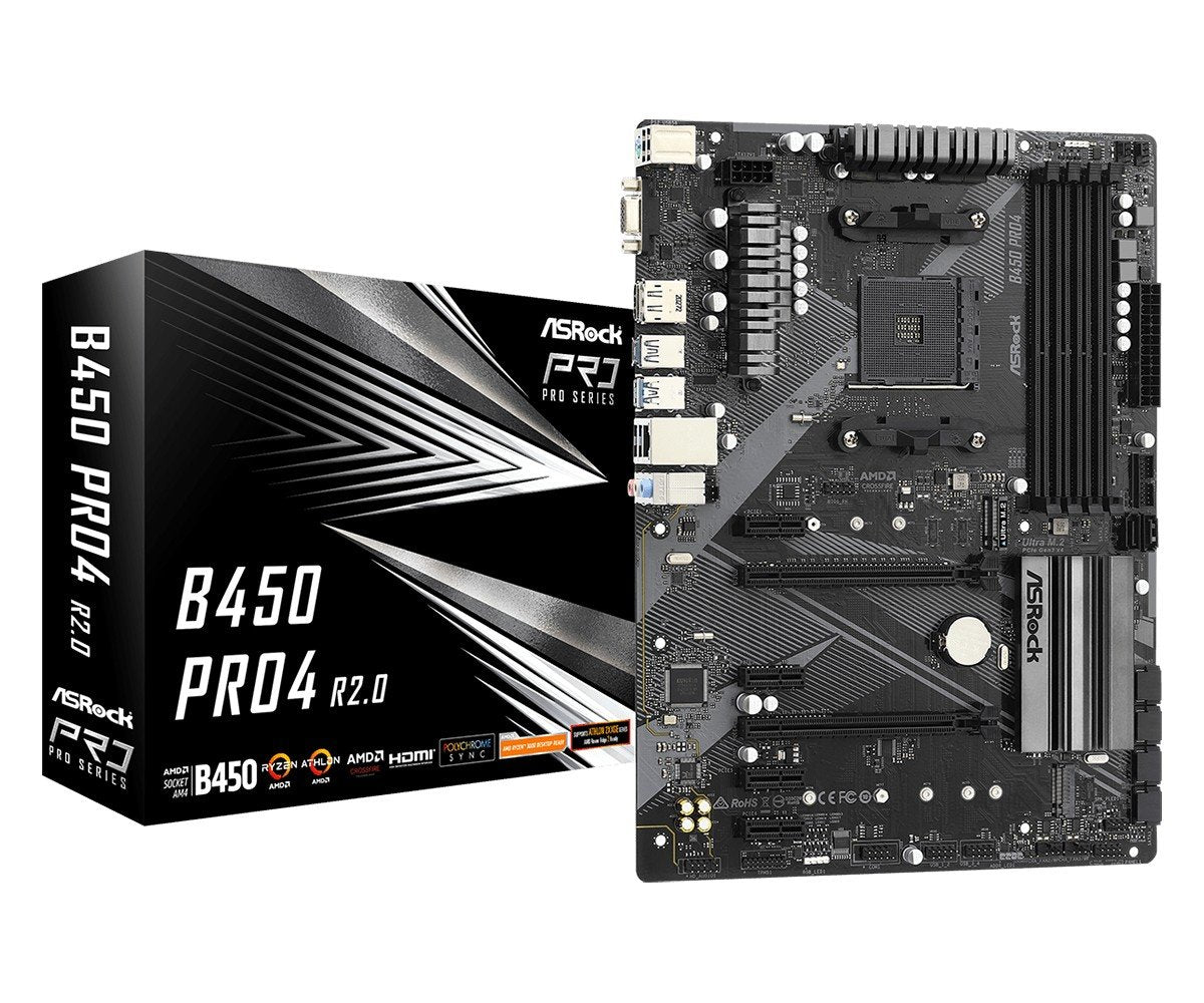 Asrock B450 Pro4 R2.0 AMD B450 Emplacement AM4 ATX
