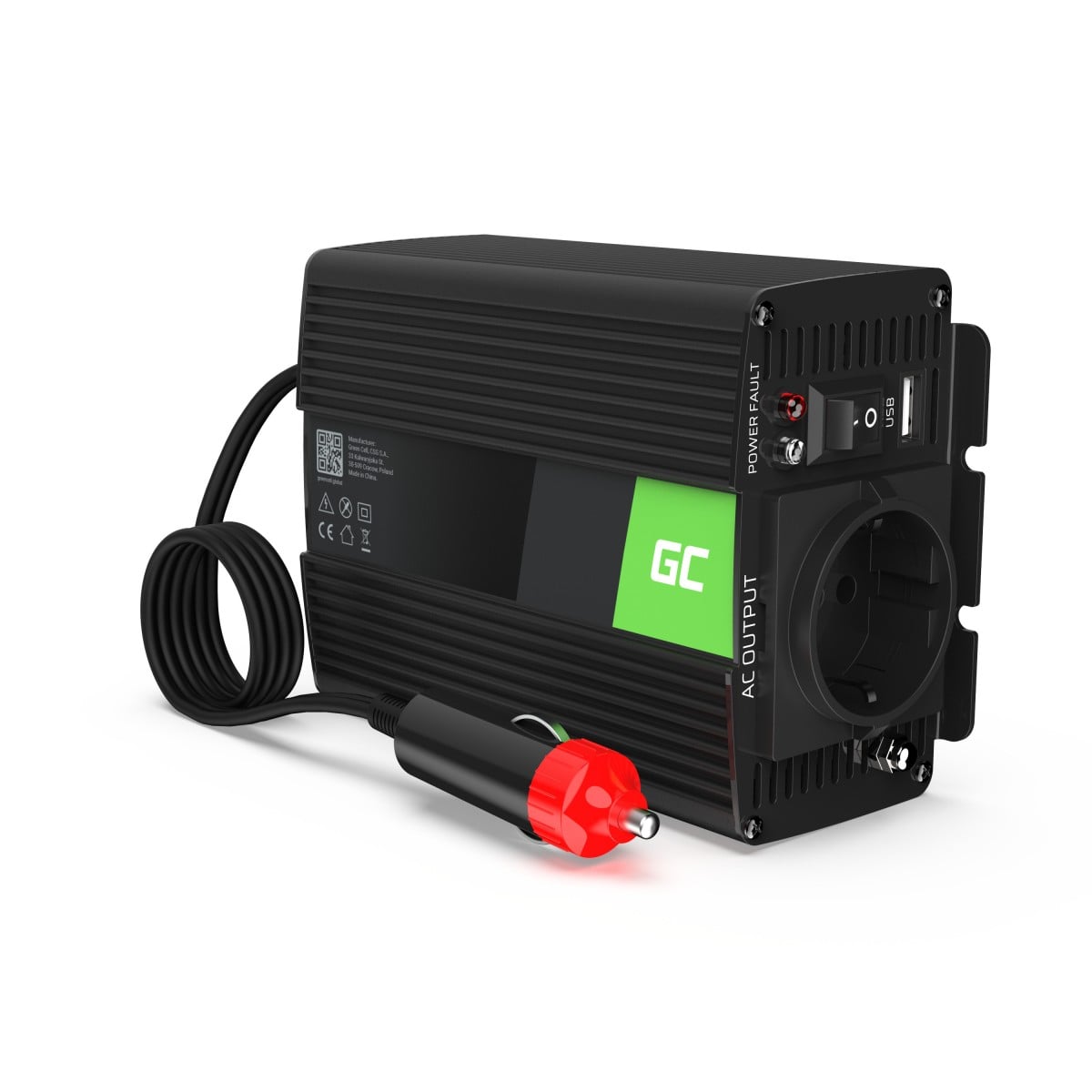 Green Cell INV06 adaptateur de puissance & onduleur Auto 150 W Noir