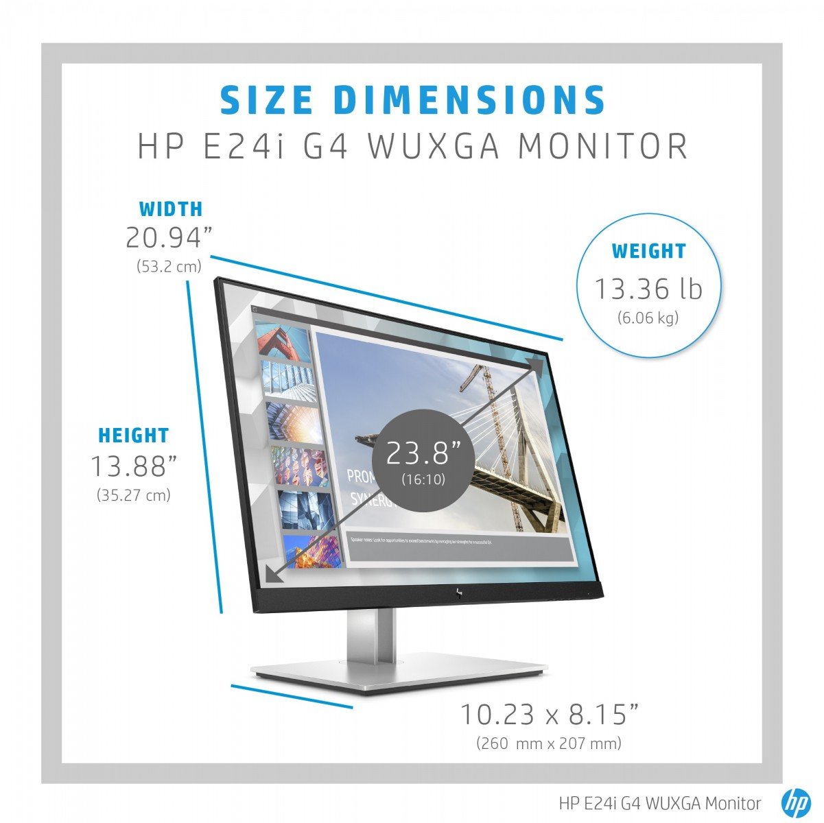 "HP E-Series E24i G4 61 cm (24"") 1920 x 1200 pixels WUXGA Noir, Argent"