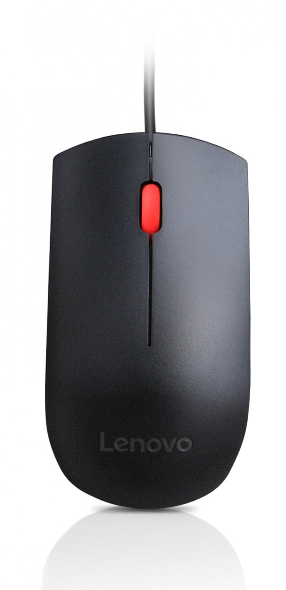Lenovo Essential - Souris - droitiers et gauchers - optique - 3 boutons - filaire - USB - ThinkRed