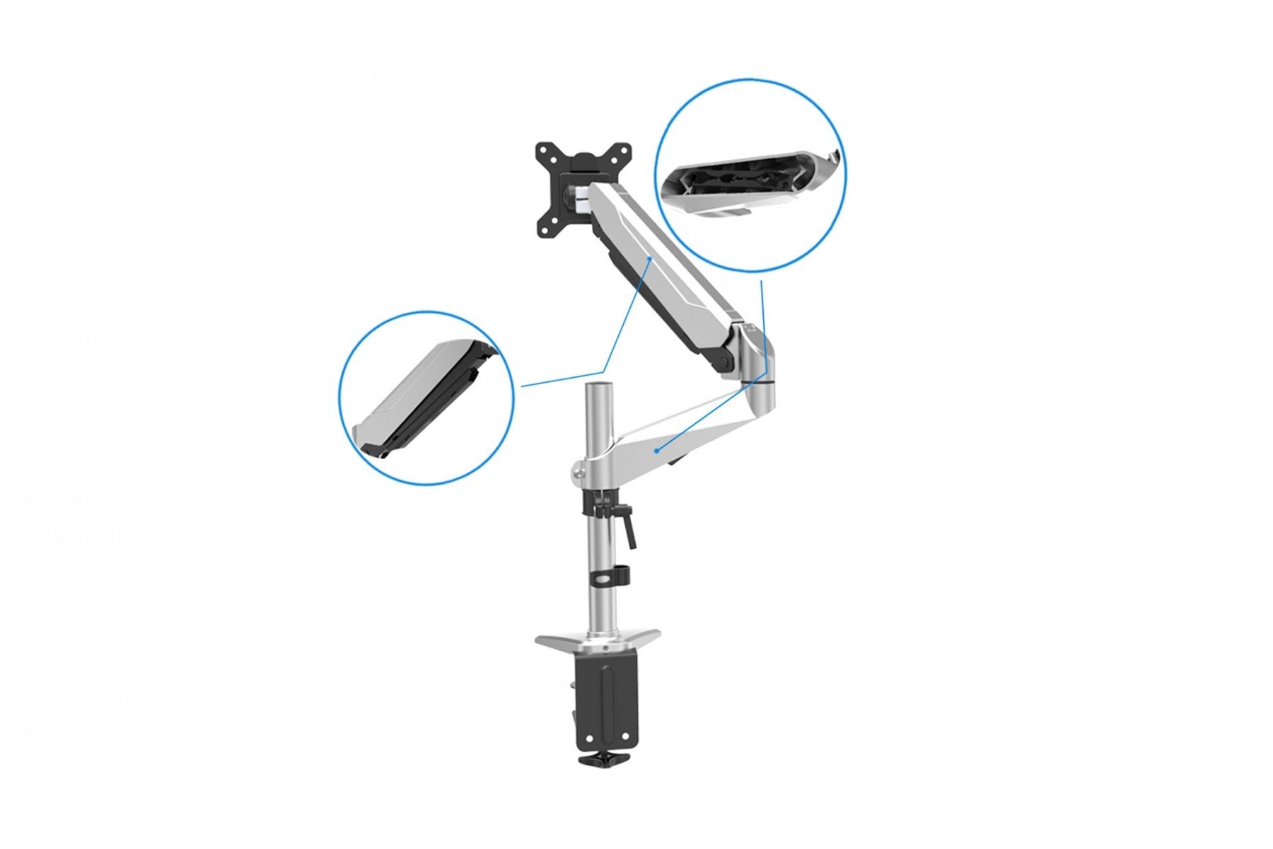 "Digitus DA-90351 support d'écran plat pour bureau 68,6 cm (27"") Noir, Argent"