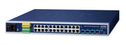 PLANET IP30 19 Rack Mountable Industrial L2/L4 24-Port 10/100/1000T + 4-Port 10G SFP+ Managed Switch Géré L2/L4 Gigabit Ethernet (10/100/1000) 1U Bleu