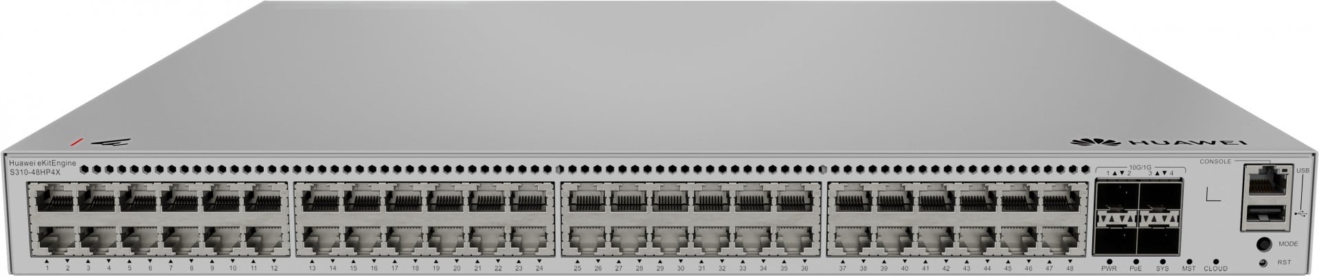 HUAWEI S310-48HP4X 48x10/100/1000BASE-T ports 846 W PoE+ 4x10GE SFP+ ports with 1xAC power module eKit