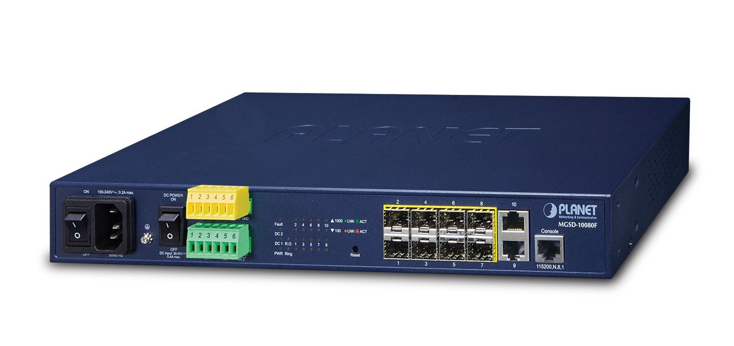 PLANET MGSD-10080F commutateur réseau Géré L2+ Gigabit Ethernet (10/100/1000) 1U Bleu