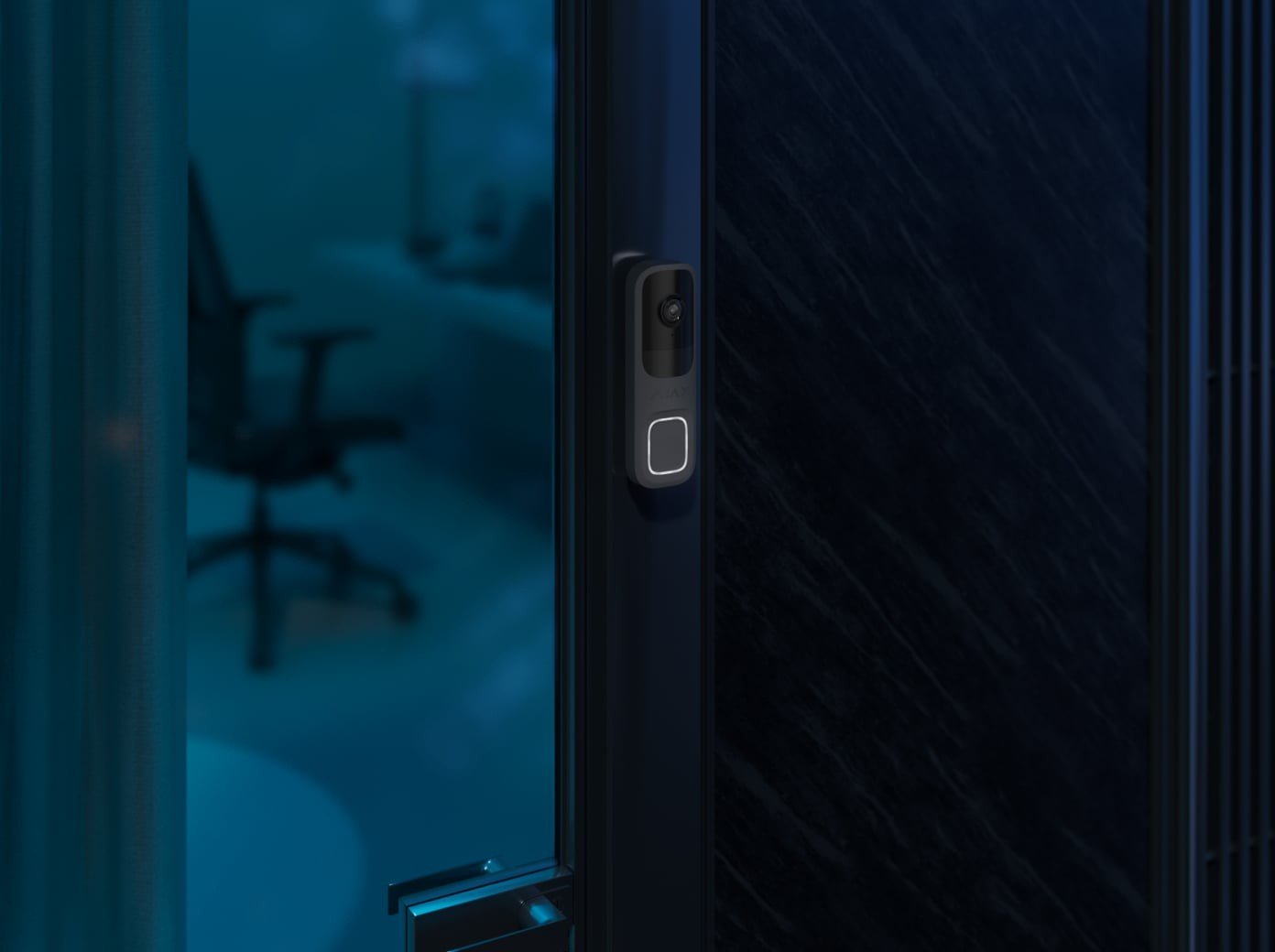 Ajax Systems 66391.125.BL1 Interphone Vidéo Sans Fil DoorBell avec IA, Capteur PIR et Contrôle par Application (noir)
