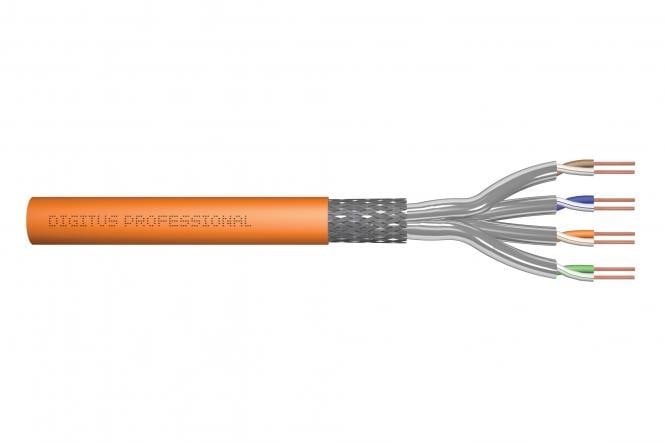 CAT 7 S-FTP installation cable, 1200 MHz Dca (EN 50575), AWG 23/1, 50 m ring, SX, orange
