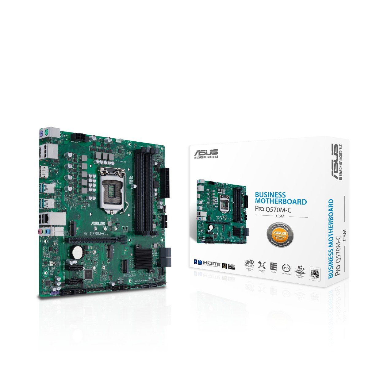 ASUS PRO Q570M-C/CSM - Intel - LGA 1200 - Intel® Celeron® - Intel® Core™ i3 - Intel® Core™ i5 - Intel® Core™ i7 - Intel® Core™ i9 - Intel® Pentium® - DDR4-SDRAM
