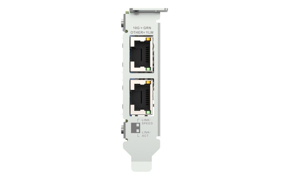 QNAP Dual-port BASET 10GbE network expansion card low-profile form factor PCIe Gen3 x4 Aquantia AQC107