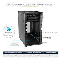 25U 36in Knock-Down Server Rack Cabinet