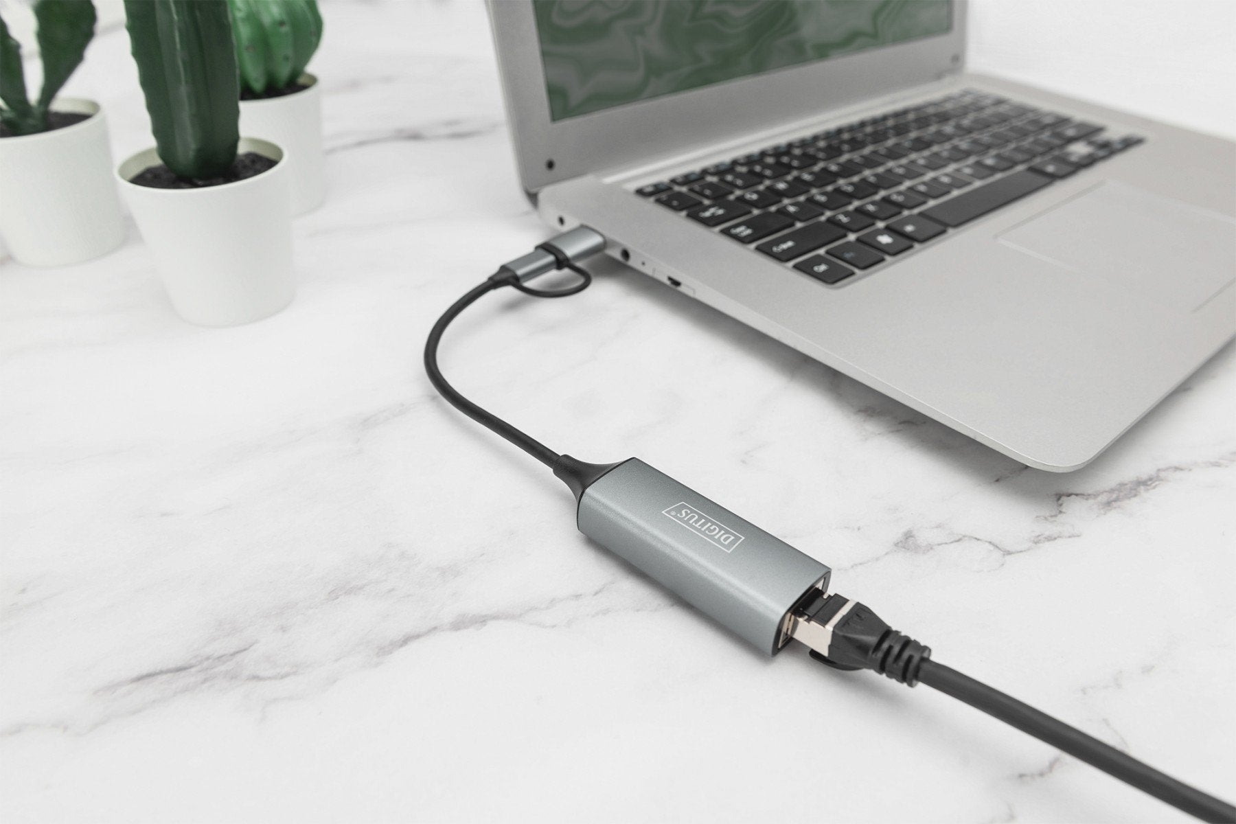 Digitus DN-3028 changeur de genre de câble USB-C USB 3.1 RJ-45 Gris