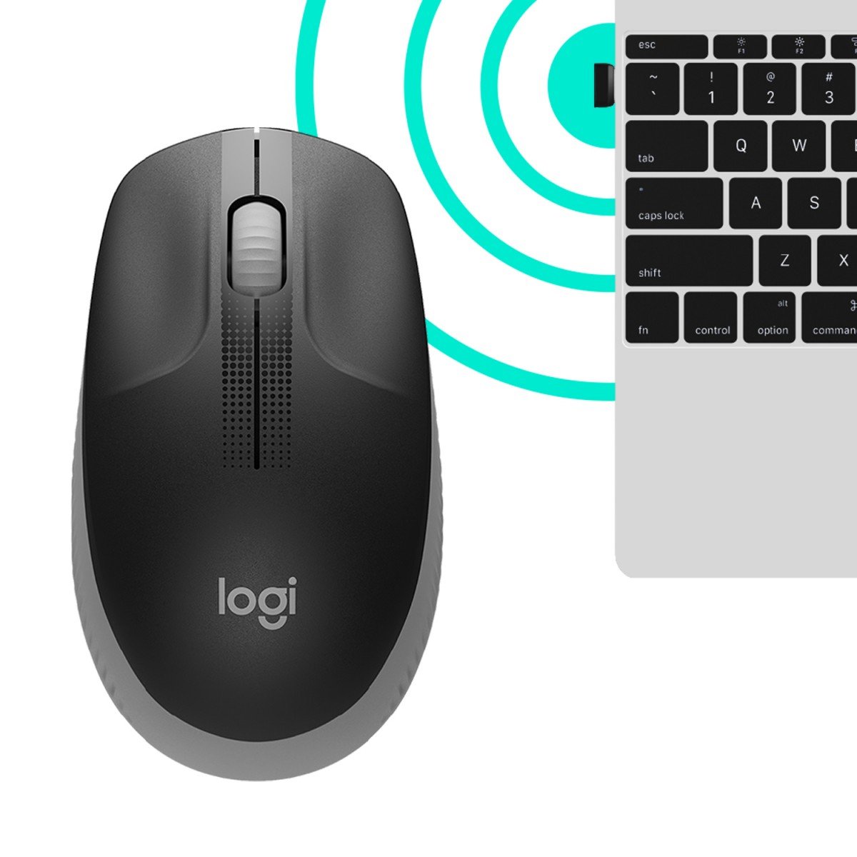 LOGITECH M190 Mouse optical 3 buttons wireless USB wireless receiver mid grey