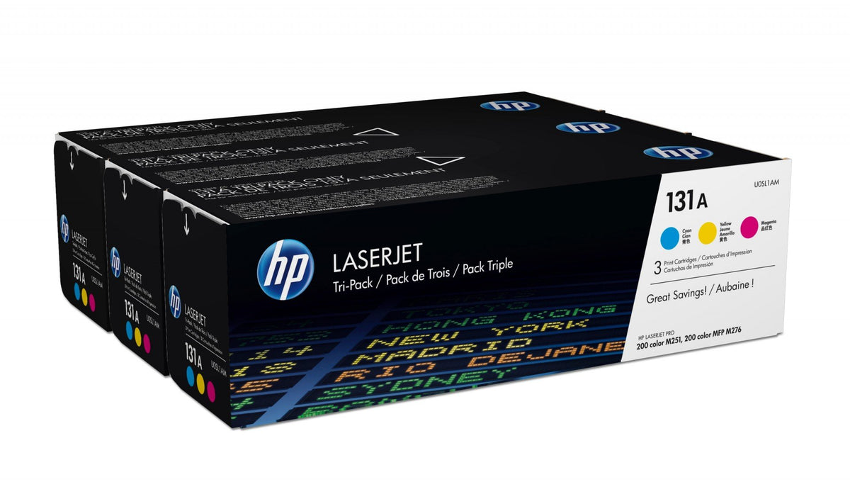 HP 131A original Toner cartridge U0SL1AM cyan magenta yellow standard capacity 3 x 1.800 pages 3-pack