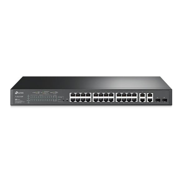 TP-Link JetStream TL-SL2428P commutateur réseau Géré L2 Fast Ethernet (10/100) Connexion Ethernet, supportant l'alimentation via ce port (PoE) 1U Noir