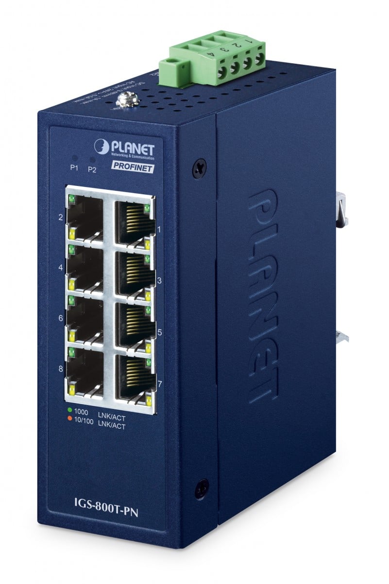 PLANET IP30 Compact size Industrial IGS-800T-PN Non-géré Gigabit Ethernet (10/100/1000) Bleu
