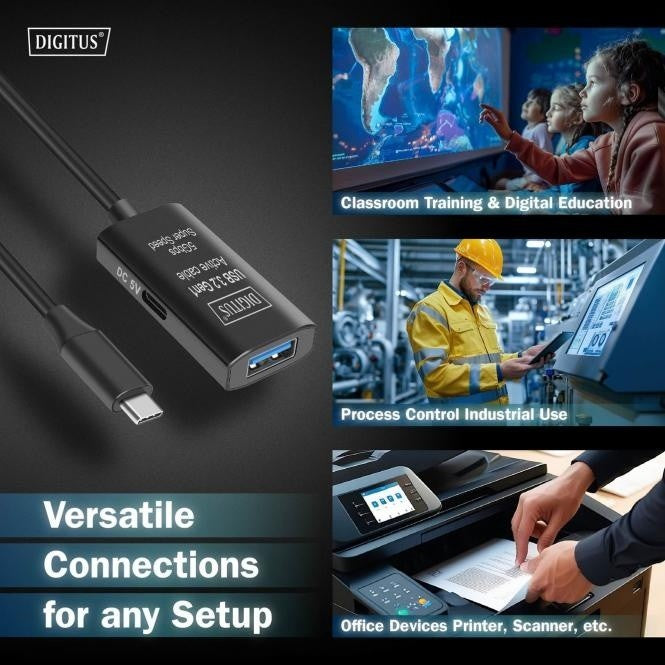 Câble d'extension actif, USB 3.0 5Gbps, USB-C - USB-A, 5m