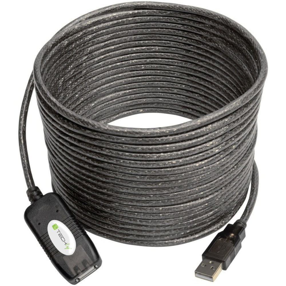 Techly IUSB-REP10TY Câble d'extension actif USB 2.0 USB-A mâle vers USB-A femelle 10m