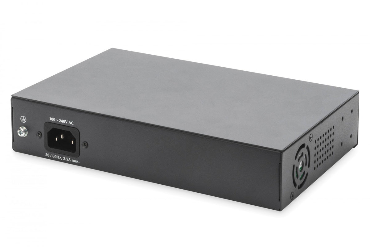 Digitus DN-95140 commutateur réseau Non-géré Gigabit Ethernet (10/100/1000) Connexion Ethernet, supportant l'alimentation via ce port (PoE) Noir, Argent