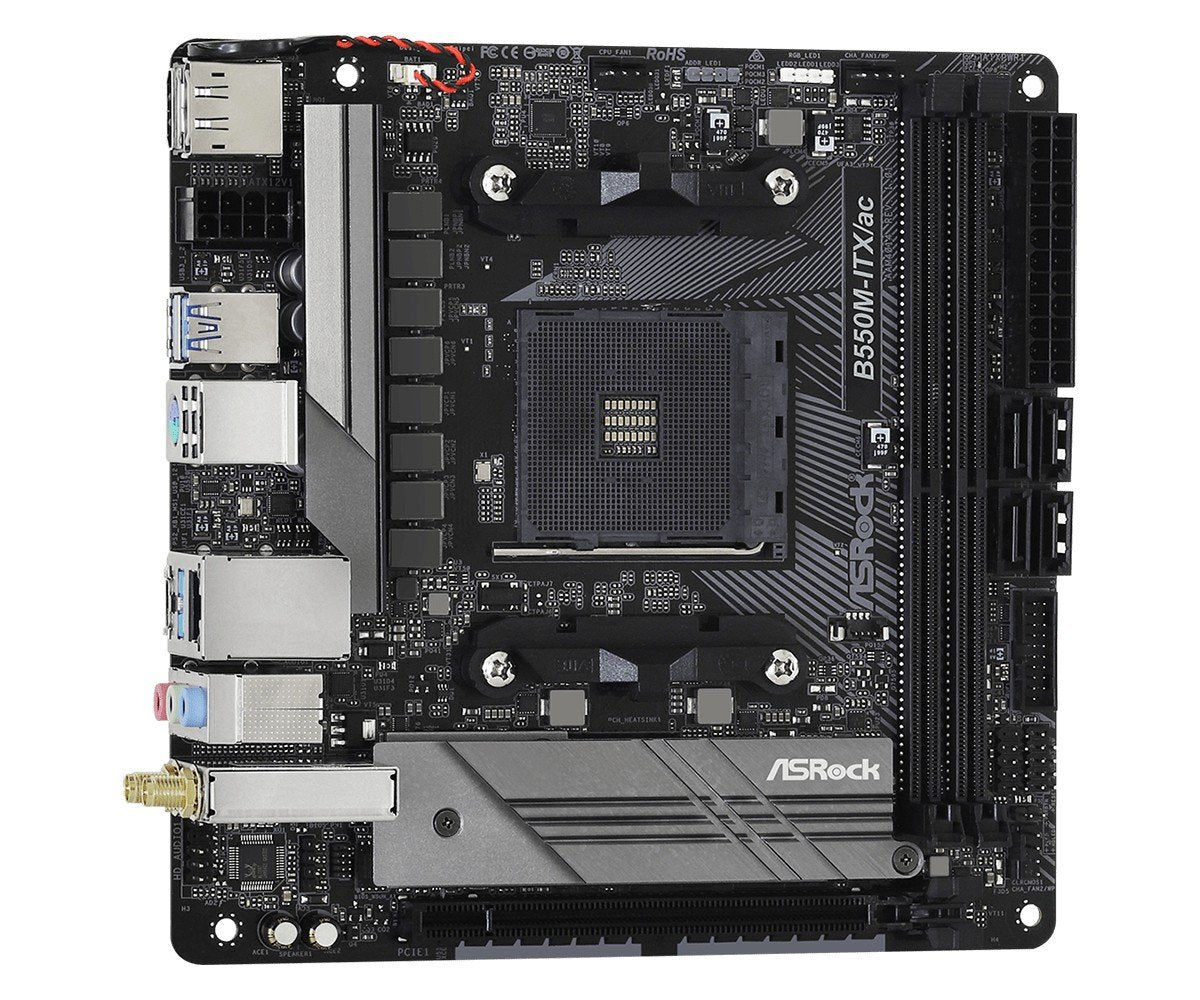 ASRock 90-MXBDH0-A0UAYZ Carte mere B550M ITX avec support AMD Ryzen et Wi-Fi 5