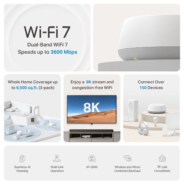 TP-LINK BE3600 Whole Home Mesh Wi-Fi 7 System