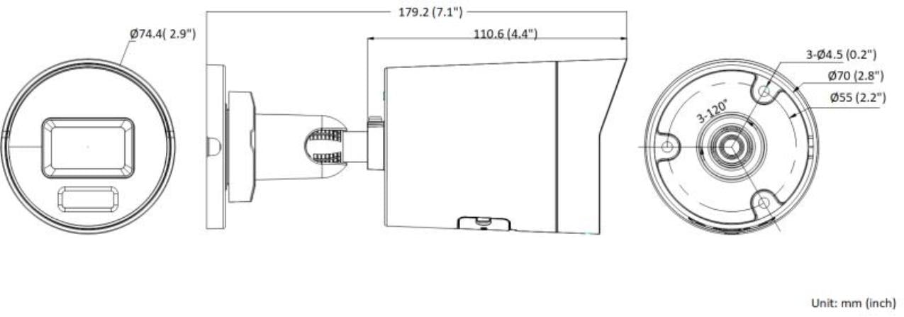 Hikvision DS-2CD2086G2H-IU(2.8mm)(eF) Caméra réseau Mini Bullet fixe 8 MP alimentée par Darkfighter