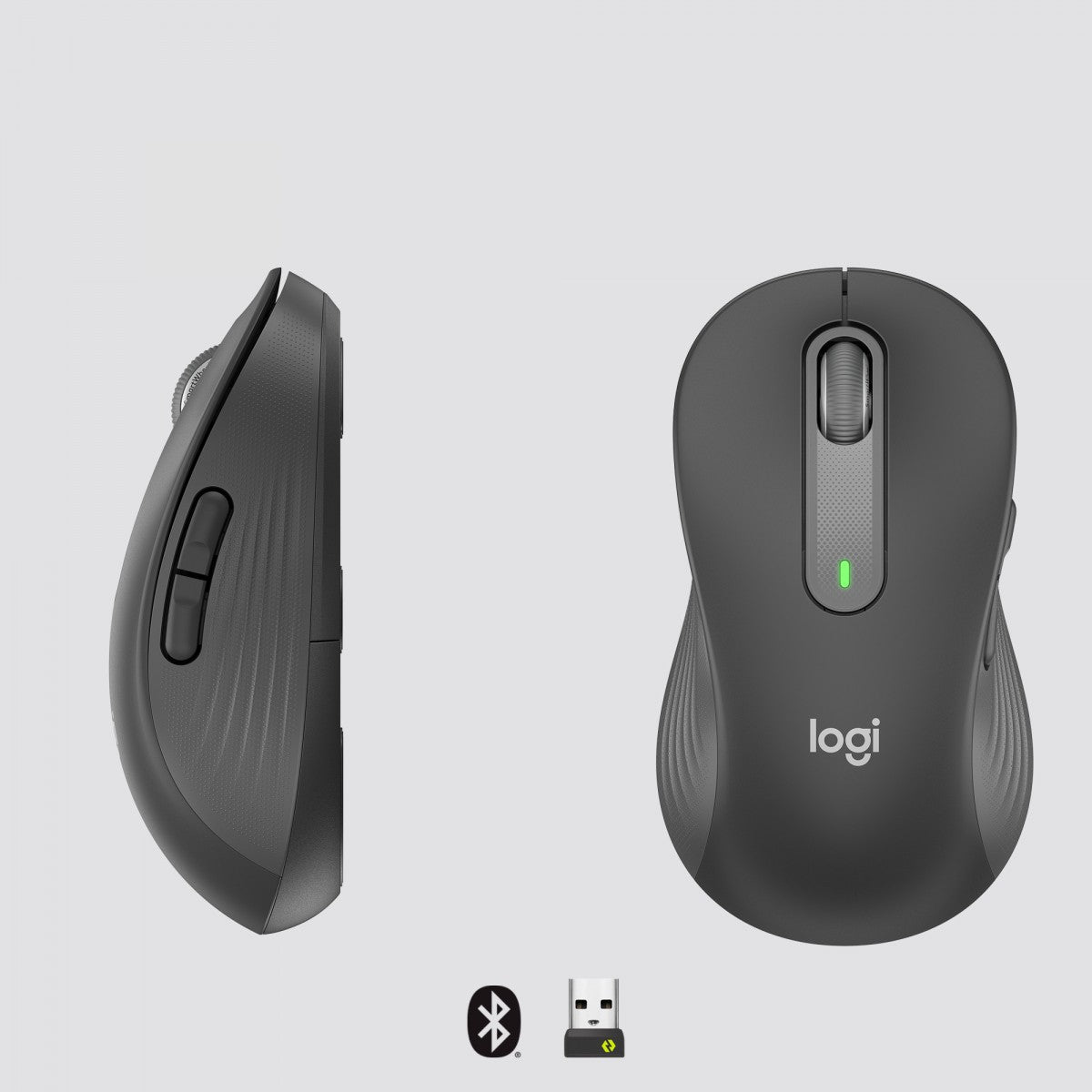 LOGITECH Signature M650 L LEFT Mouse large size left-handed optical 5 buttons wireless Bluetooth 2.4 GHz GRAPHITE