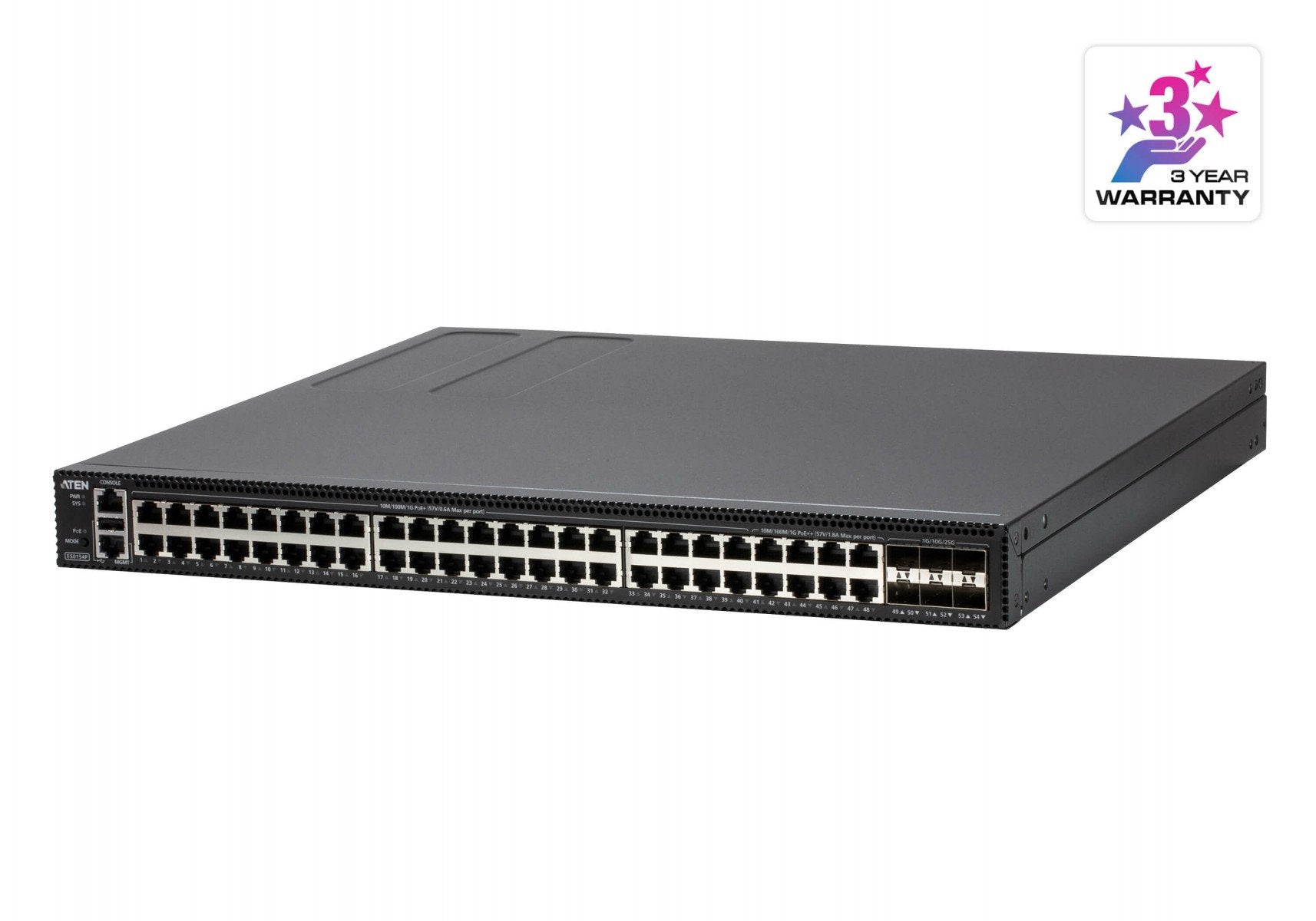 ATEN ES0154P Switch Niv 2+ 48P Gigabit PoE+  & 6 SFP28 25Gbp