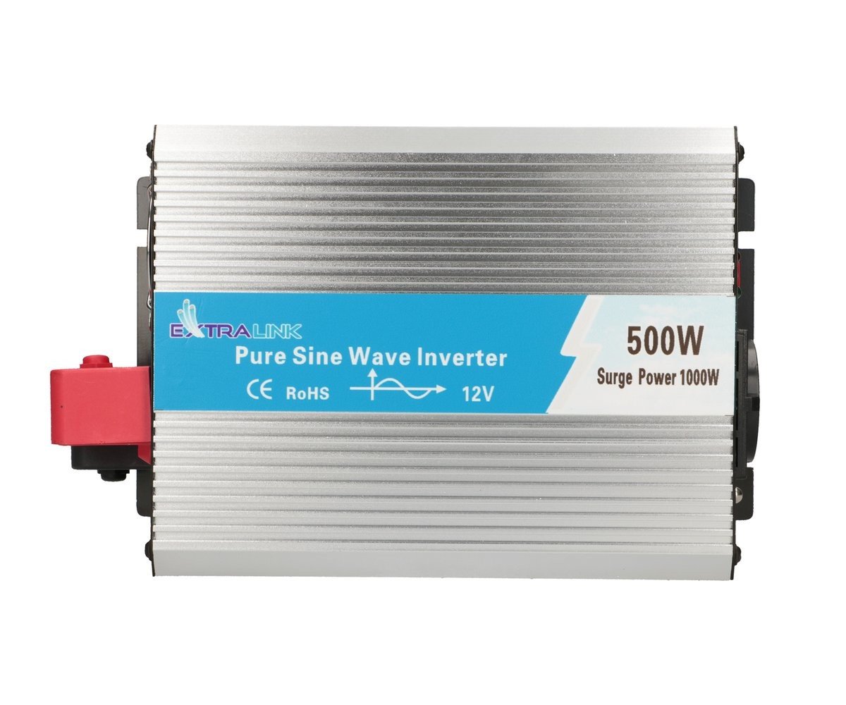 Extralink CAR VOLTAGE CONVERTER 12V - 230V, 500W, PURE SINUS OPIP-500W adaptateur de puissance & onduleur Auto Aluminium, Noir, Argent