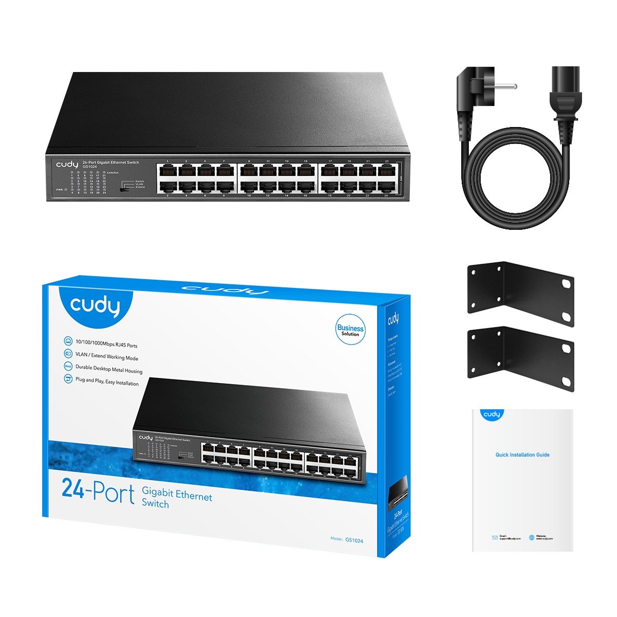 Cudy GS1024 commutateur réseau Non-géré Gigabit Ethernet (10/100/1000) Noir