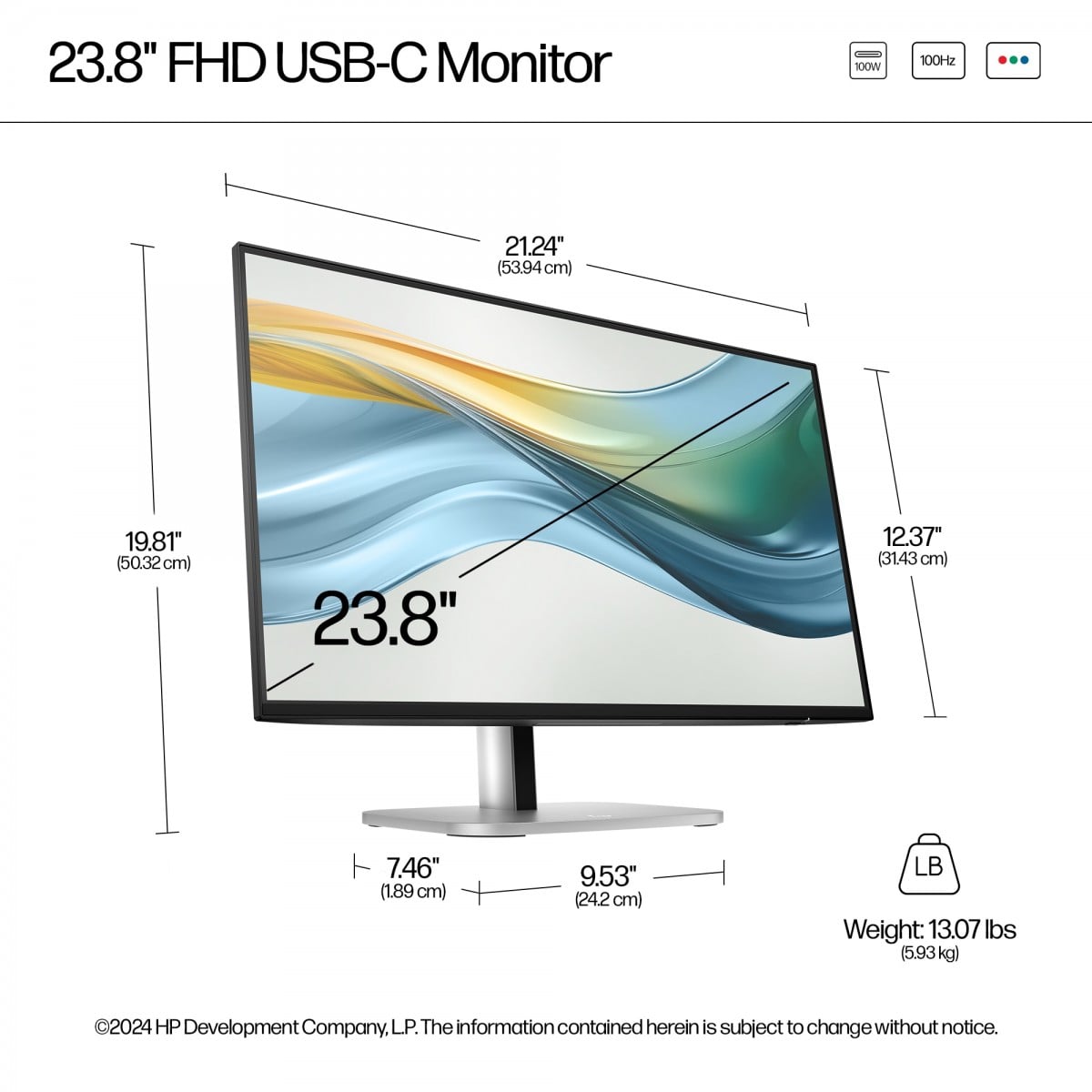 HP Écran Series 5 Pro- 524pu FHD 23.8p 1920 x 1080 HDMI DP USB-C  3/3/0