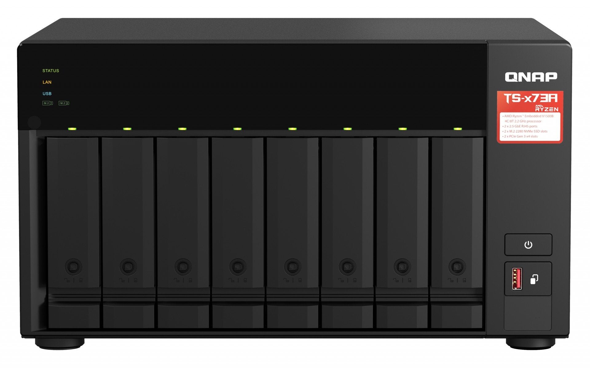 Desktop 8Bay NAS 8GB RAM 2x2.5Gbe Black