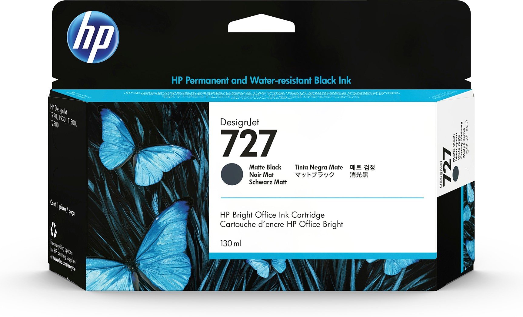 HP 727 original Ink cartridge B3P22A matte black standard capacity 130 ml 1-pack