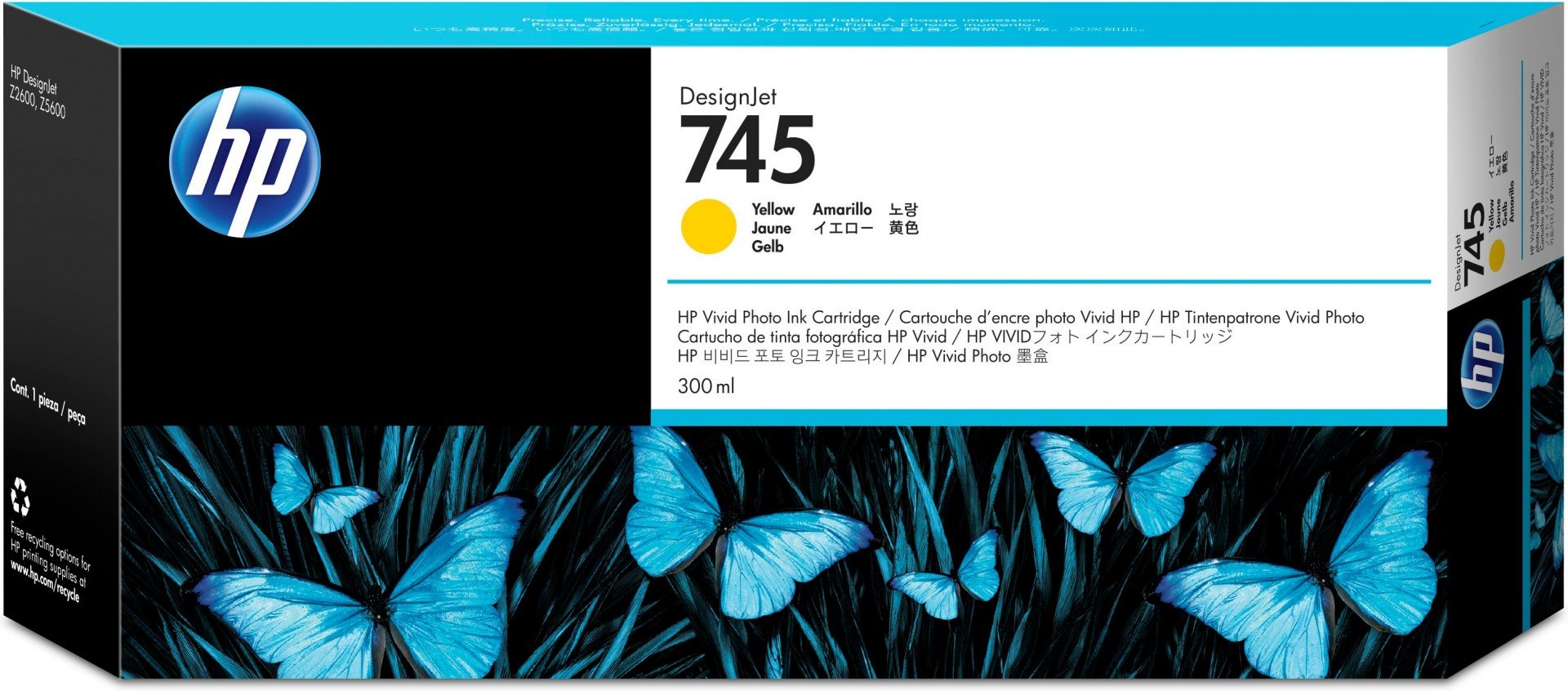HP 745 original Ink cartridge F9K02A Yellow 300 ml