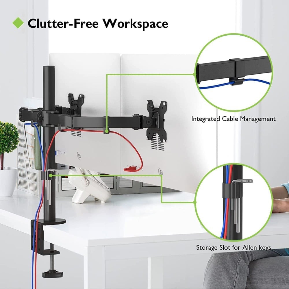 Techly ICA-LCD 382-D Support de double moniteur 13-27” LCD 10kg de bureau rotatif