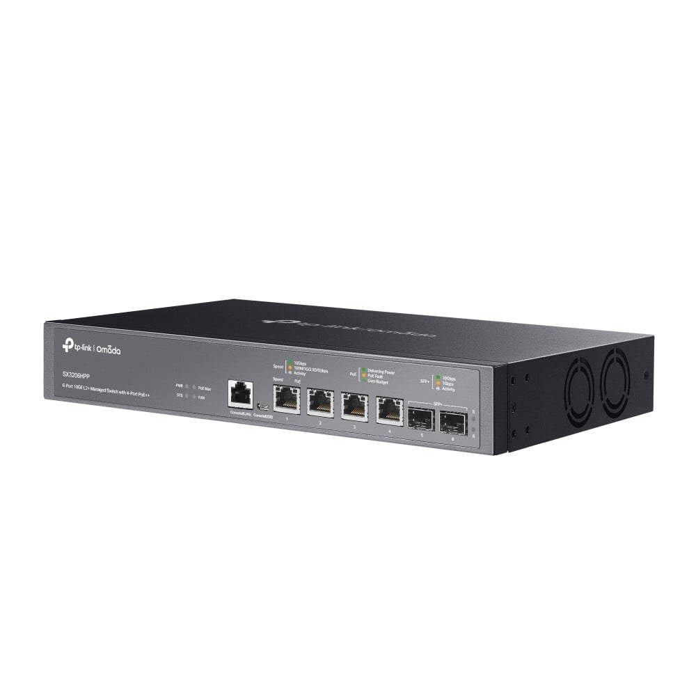TP-LINK JetStream 4-Port 10GBase-T and 2-Port 10GE SFP+ L2+ Managed Switch with 4-Port PoE++