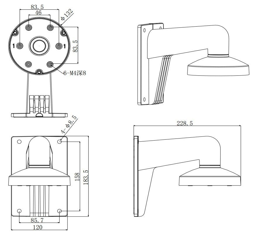 Hikvision DS-1273ZJ-130-TRL(Black) Wall mount