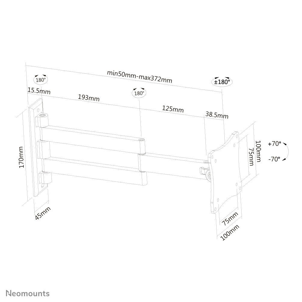 NEOMOUNTS FPMA-W830BLACK Support décran mural 10-27p - orientable