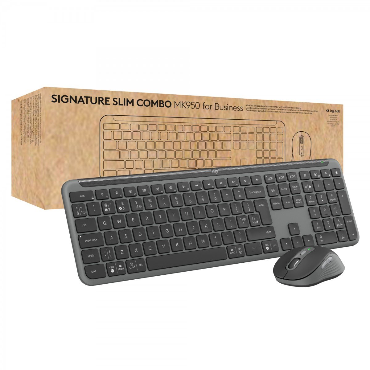 Logitech 920-012508 clavier Souris incluse Bureau RF sans fil + Bluetooth QWERTY US International Graphite