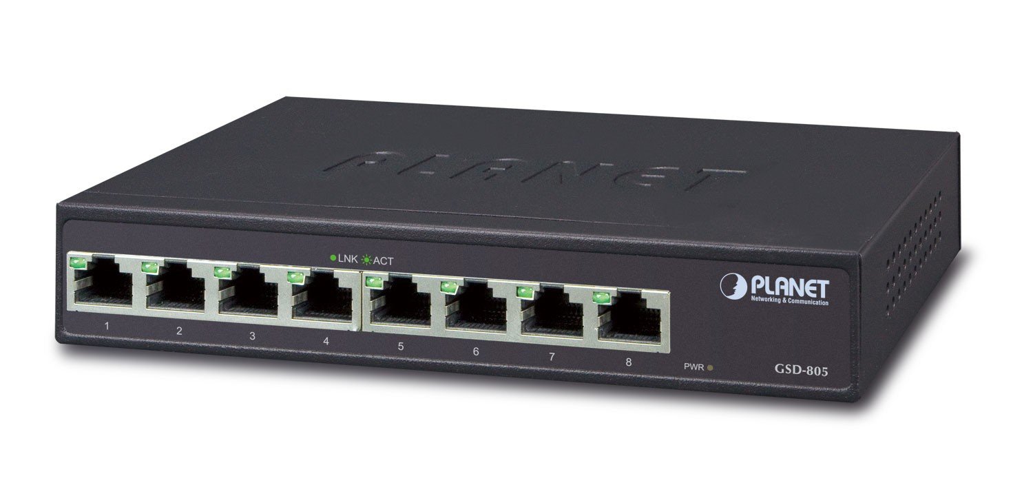 PLANET GSD-805 commutateur réseau Non-géré Gigabit Ethernet (10/100/1000) Noir